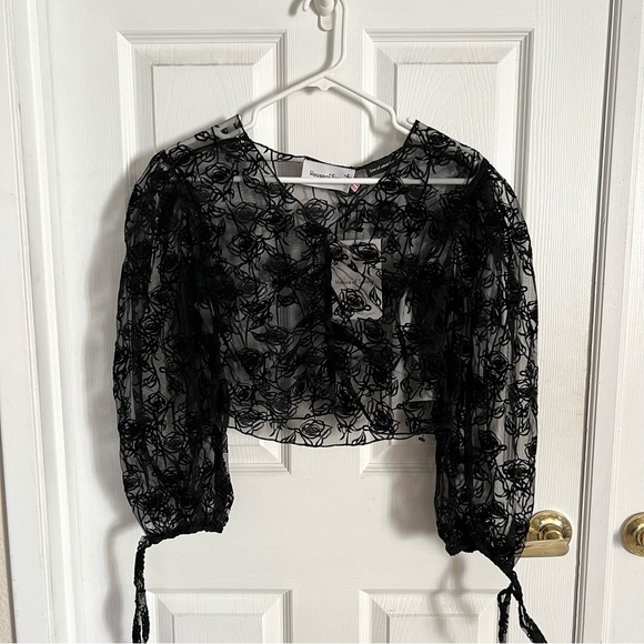 🆕 HOUSE OF SUNNY La Thorn Mesh Top in Noir Black Sz 4 US - Picture 2 of 8